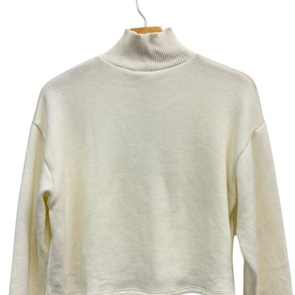 Zara Ivory Mock Neck Drop Shoulder Cropped Sweater size Small NWT - Picture 4 of 6
